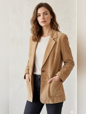 Savannah Suede Blazer in Tan